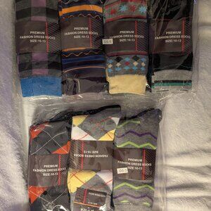 Men's Dress Socks Size 10-13 - Lot of 7 3-pack multi-packs - 21 pairs